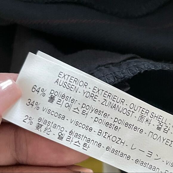 Zara Pinafore Midi Dress Womens Navy/Red Medium Pinstripe Overalls Casual Basic - Picture 7 of 8